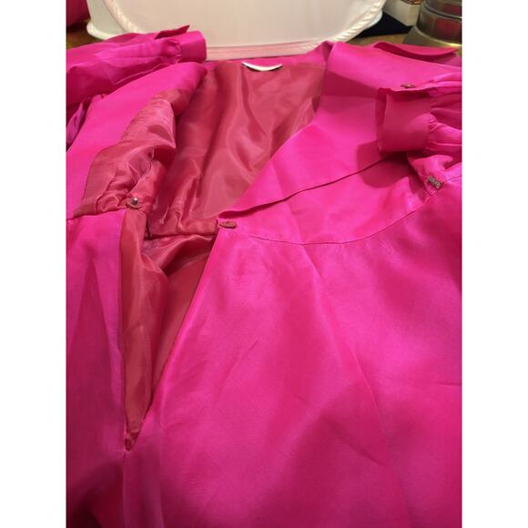 Vintage Victor Costa Hot Pink Organza Fit And Flare ”Wrap”Dress w/Bow - Picture 9 of 11
